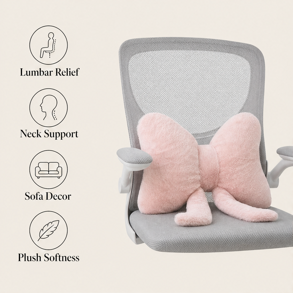 Plushette – Plush Bowknot Lumbar Pillow with Detachable Cover + 50% OFF features