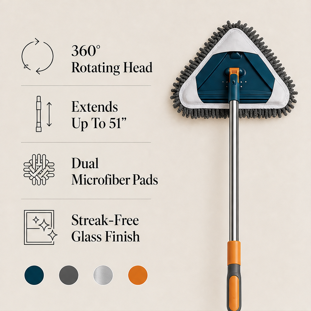 Corneo – 360° Rotating Head, Extends to 130cm Triangle Mop + 50% OFF features