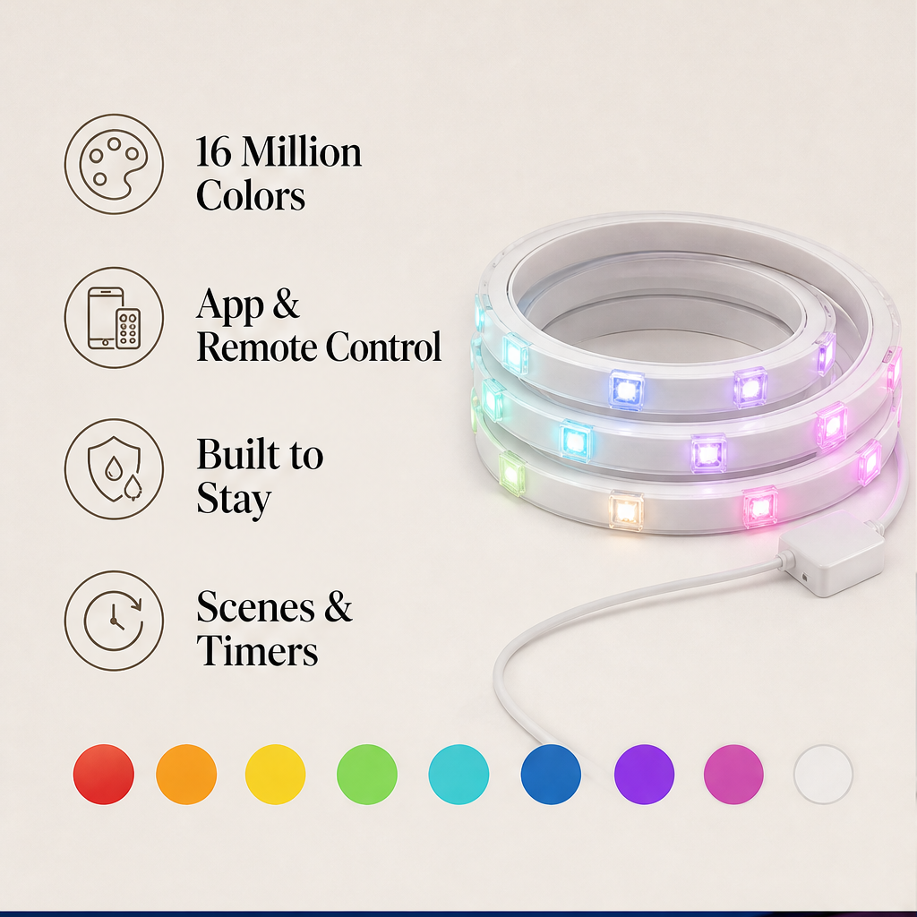 Hueforge – App-Controlled Rainbow LED Permanent Outdoor Lights + 50% OFF features