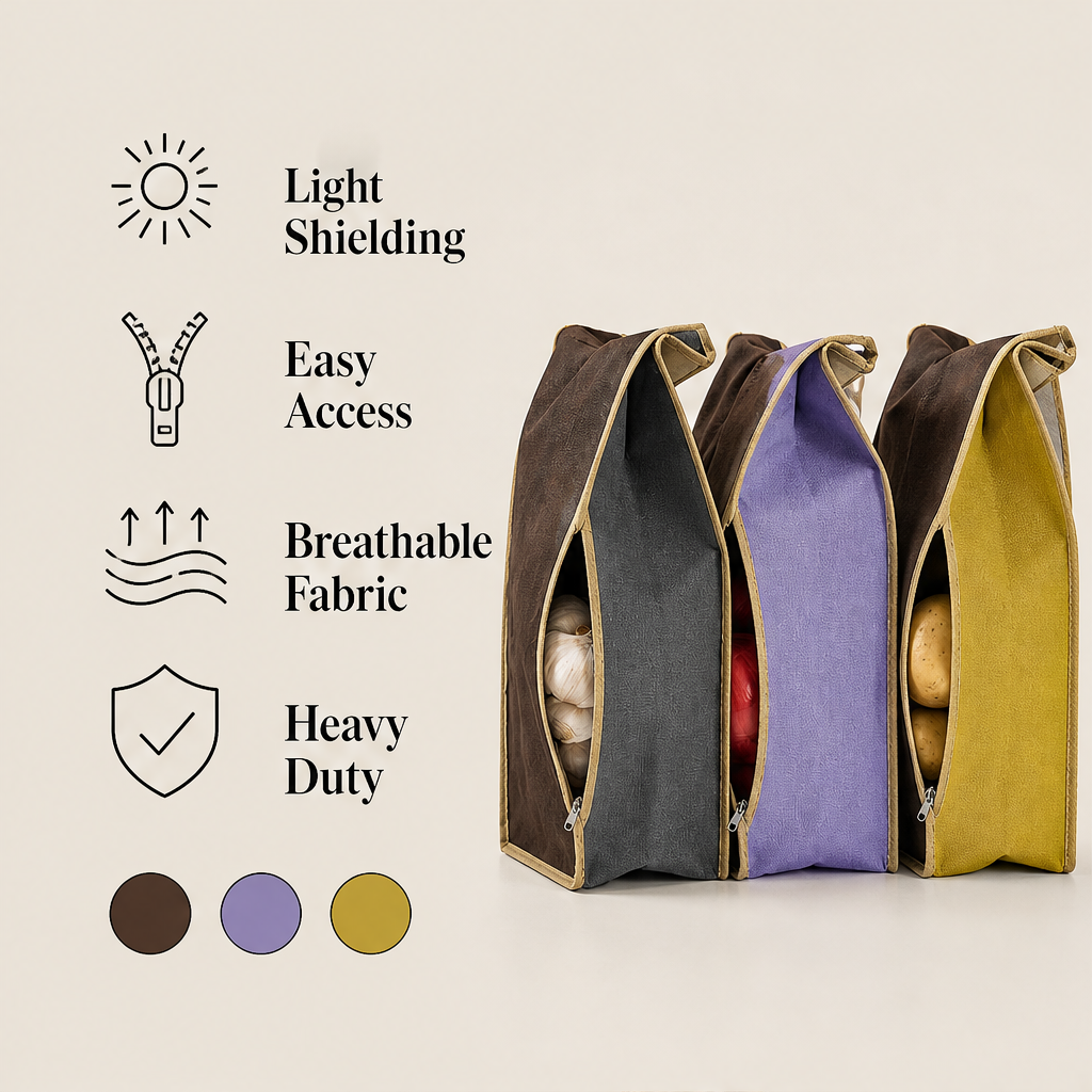 Rootwick – Light-Blocking Breathable Potato and Onion Storage Bag + 50% OFF features