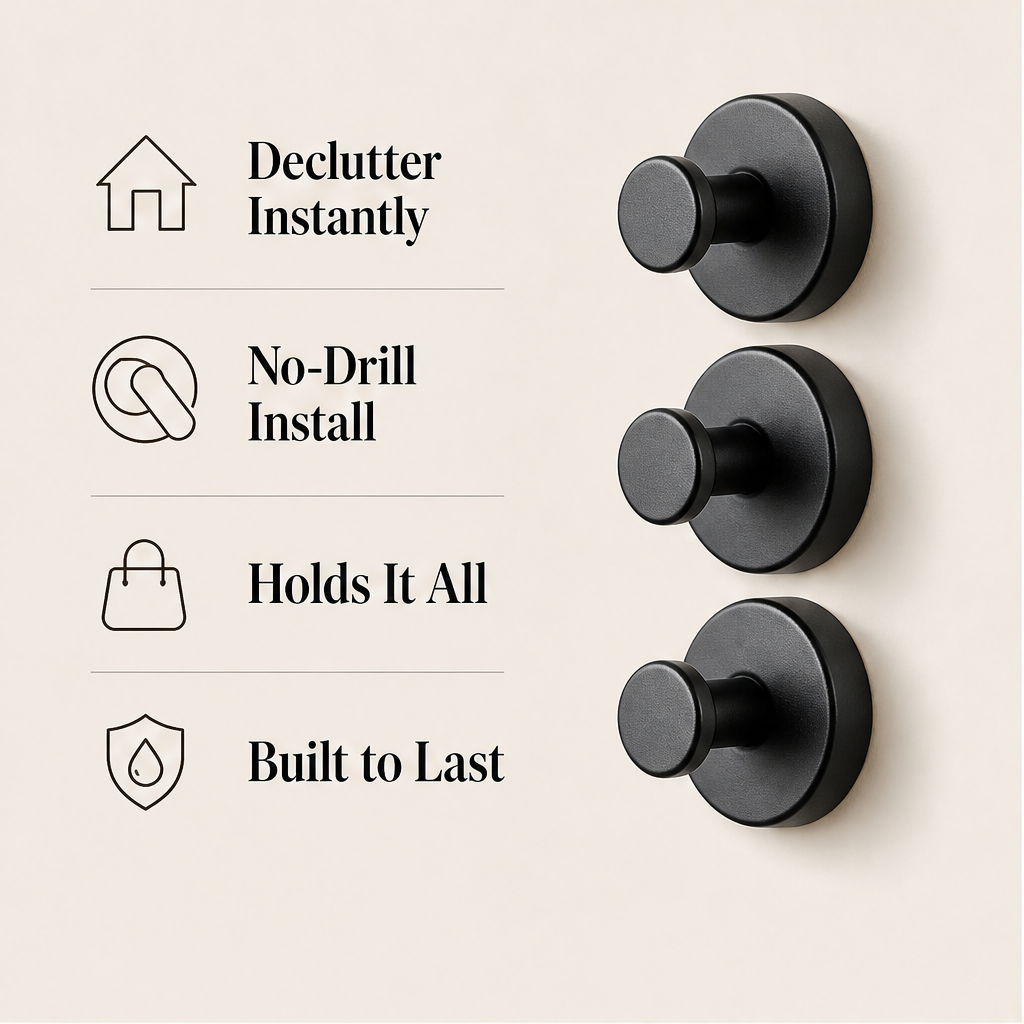Clasply – No-Drill Twist-Lock Hooks, 3-Pack Wall Organisers + 50% OFF features