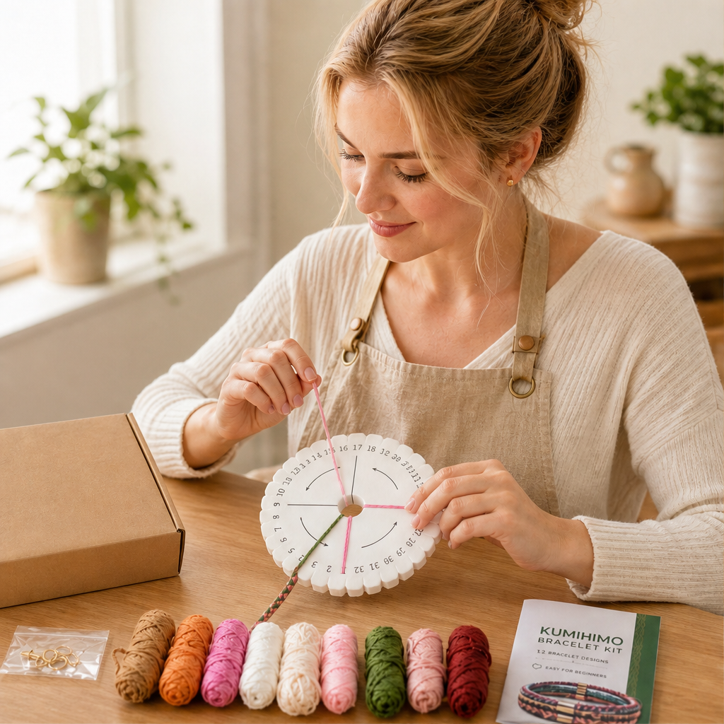 Knotwell – Beginner Braiding Disc Craft Kit with Numbered Slots + 50% OFF lifestyle
