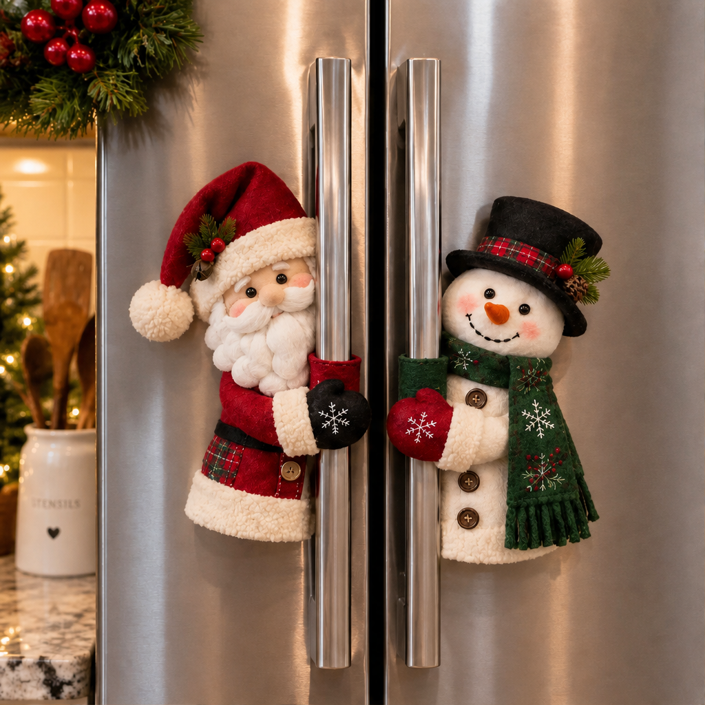 Hollyhug – Plush Santa & Snowman Fridge Handle Huggers, Set of 2 + 50% OFF lifestyle