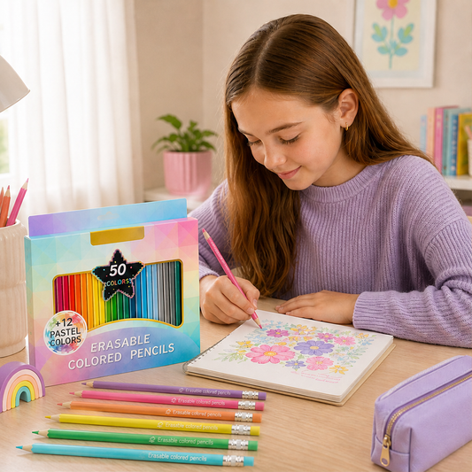 Colourwick – 62-Shade Erasable Colouring Pencil Set with Eraser Tips + 50% OFF lifestyle