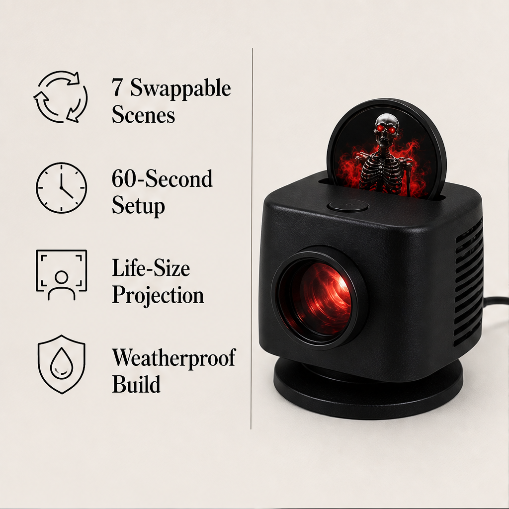 Hauntwick – 7-Scene Life-Size Haunted Window Projector + 50% OFF features