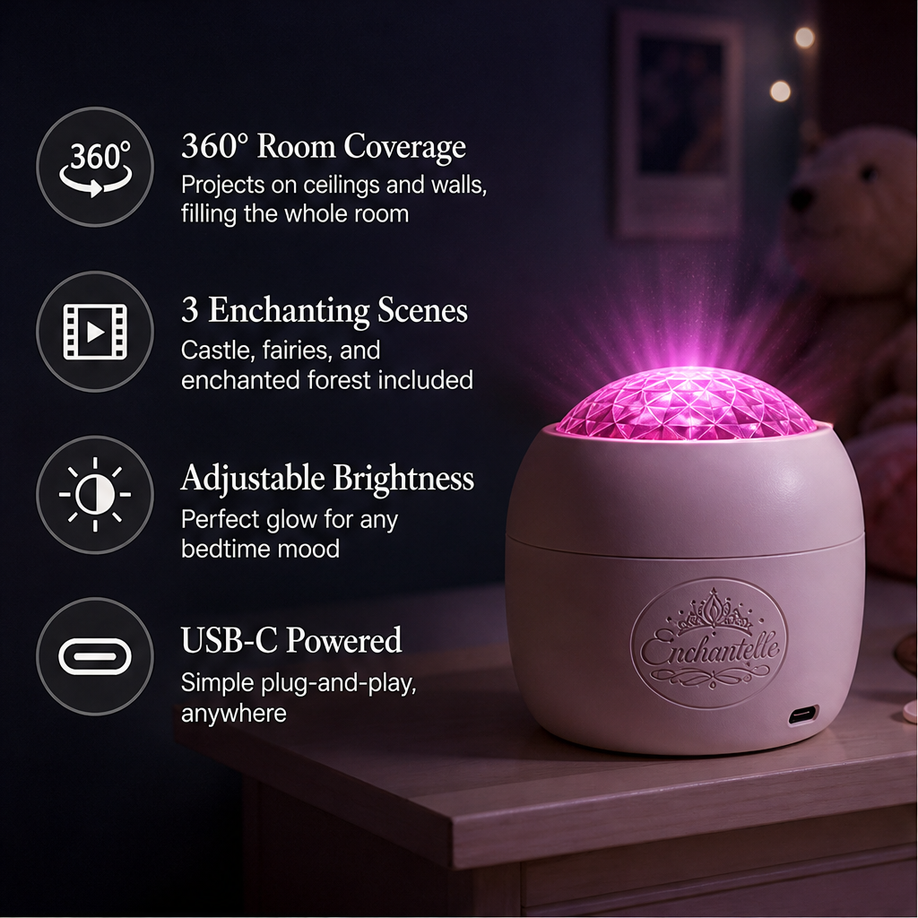 Enchantelle – 360° Fantasy Scene Room Projector Night Light + 50% OFF features
