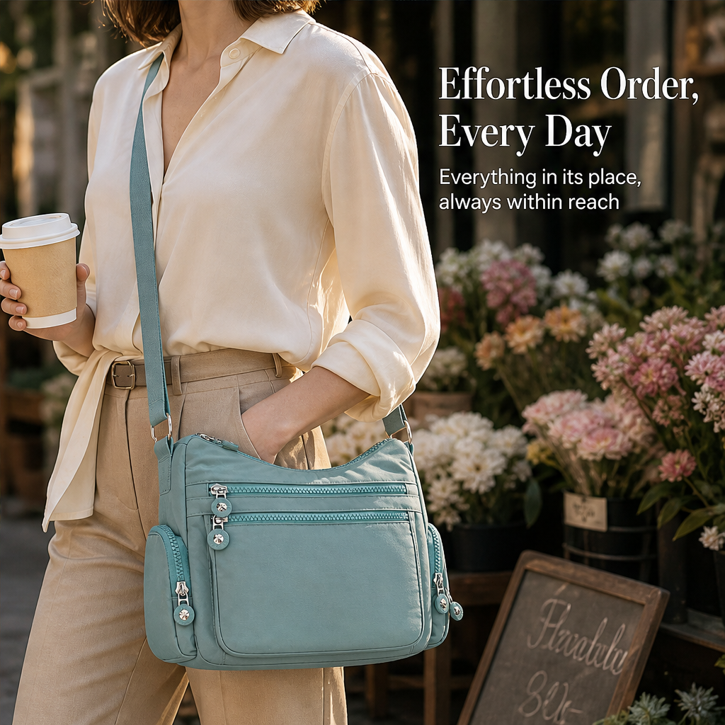 Satchelwick – Multi-Pocket Anti-Theft Nylon Crossbody Bag + 50% OFF features