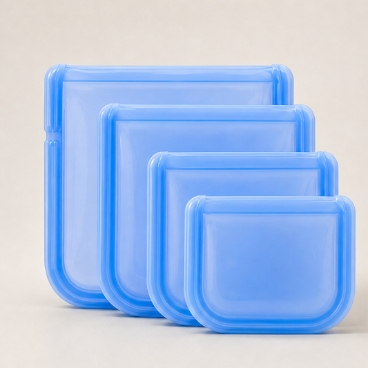 Seelok – Leak-Proof Reusable Silicone Food Storage Bags Set + 50% OFF Blue