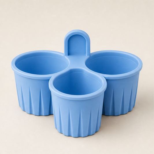 Crestmold – Non-Stick 3-Cup Silicone Air Fryer Baking Tray + 50% OFF Blue