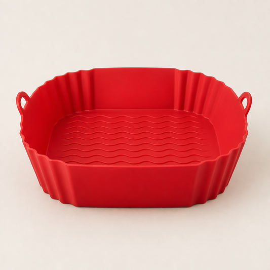 Griddleholm – Non-Stick Reusable Silicone Air Fryer Liner, 8 Inches + 50% OFF Red