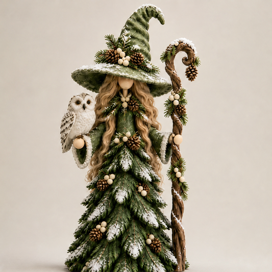 Thistlewood – Snow-Flocked Woodland Guardian Christmas Figurine + 50% OFF Green