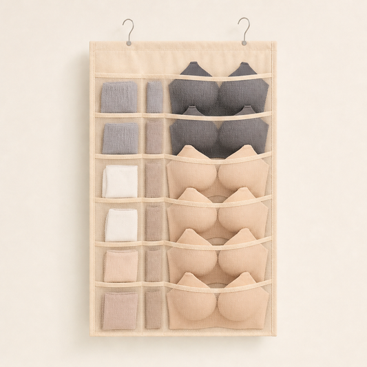 TidyHang – Double-Sided Mesh Hanging Underwear Organizer Beige