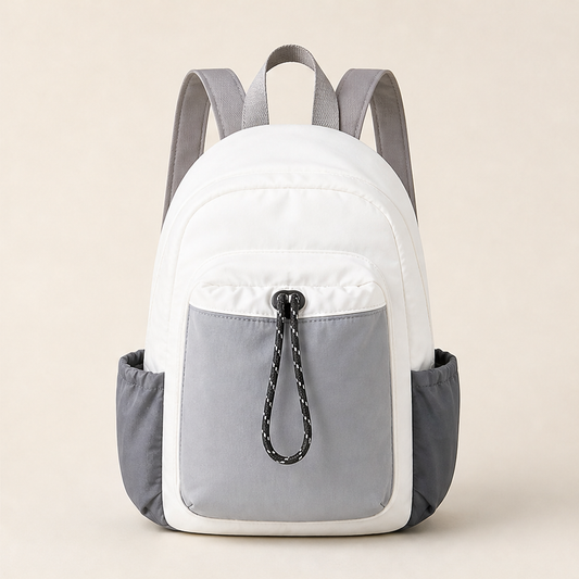 Colormee – Lightweight Water-Resistant Color Block Mini Backpack + 50% OFF White/Grey