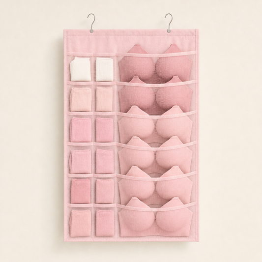 TidyHang – Double-Sided Mesh Hanging Underwear Organizer Pink