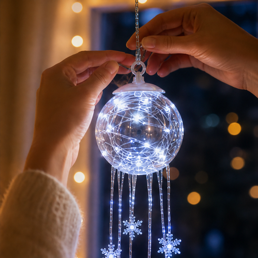 Frostholm – Crackle Glass Glow Hanging Snowflake Ornament + 50% OFF lifestyle