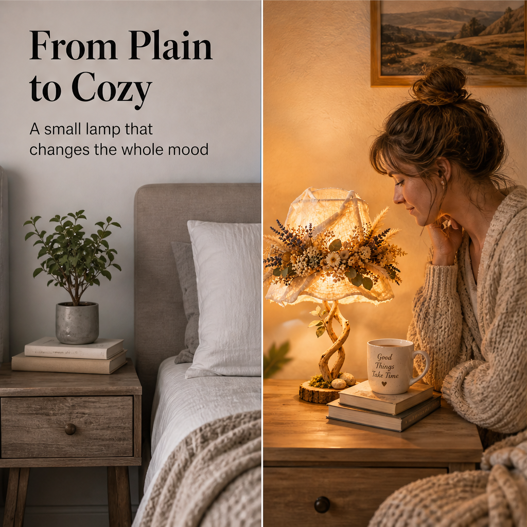 Woodlume – Cord-Free Botanical Accent Table Lamp + 50% OFF features