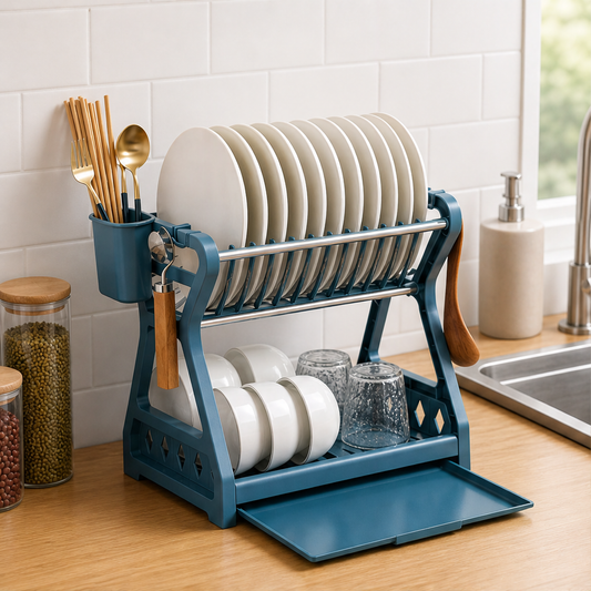 Draingrove – Two-Tier Steel Dish Rack with Pull-Out Drip Tray + 50% OFF lifestyle