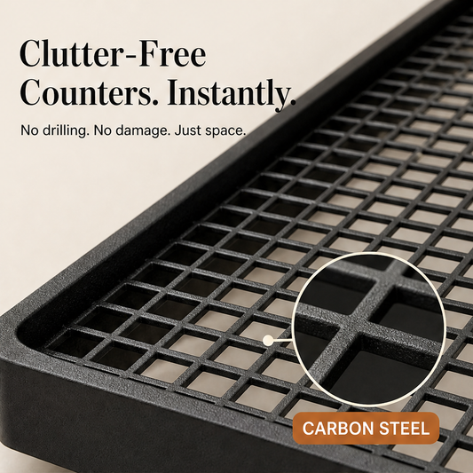 Faucetta – No-Drill Carbon Steel Vanity Counter Storage Rack + 50% OFF features