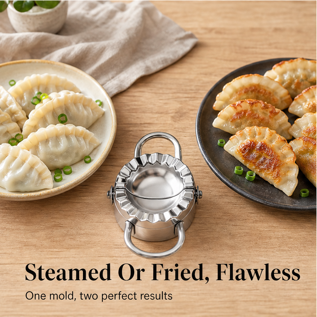 Crimpora – Non-Stick Dumpling Mould and Dough Cutter Set + 50% OFF detail