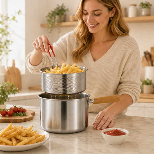 Frycrest – 304 Steel Frying Pot with Basket and Glass Lid + 50% OFF lifestyle
