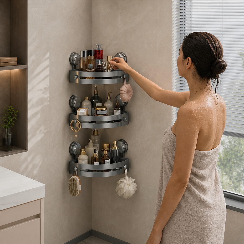 Corravo – No-Drill 3-Tier Corner Shower Storage Rack + 50% OFF lifestyle