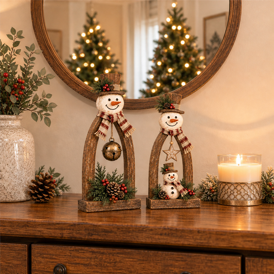 Hearthbury – Rustic Farmhouse Two-Piece Tabletop Snowman Decor Set + 50% OFF lifestyle