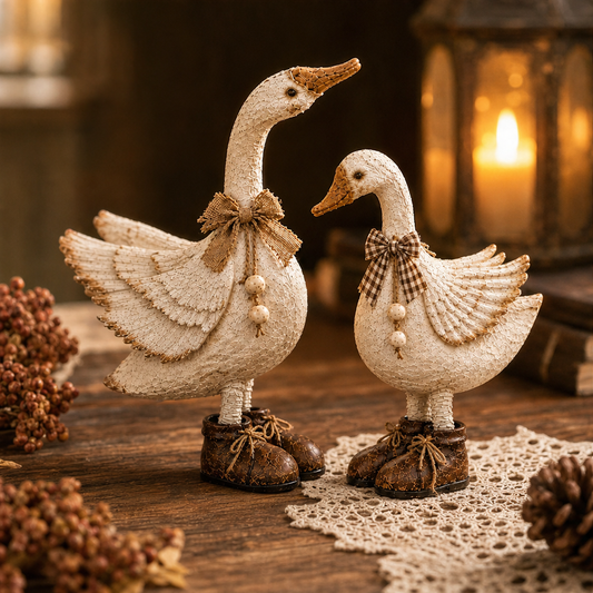Millcroft Farmhouse – Hand-Carved Feather Detail Goose Figurine Pair + 50% OFF lifestyle