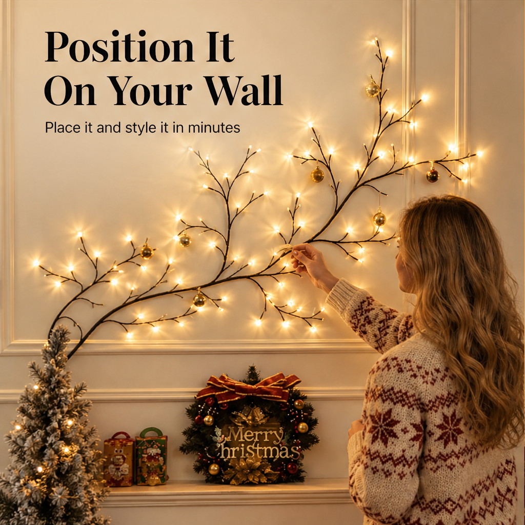 Glowvine – Flexible Branch LED Wall Light for Christmas Decor + 50% OFF features