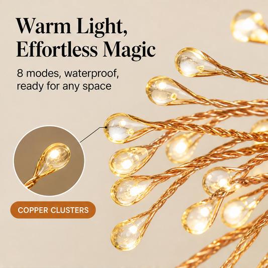 Emberholm – 8-Mode Warm Glow Copper Cluster Fairy Lights + 50% OFF features