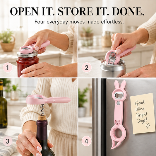 PopHare – 6-in-1 Magnetic Jar, Bottle, Can & Wine Opener + 50% OFF features