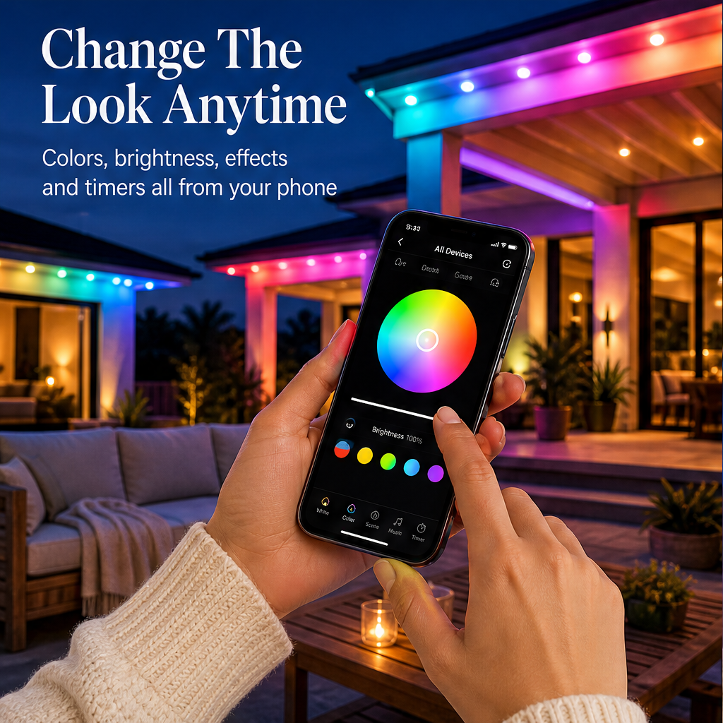 Hueforge – App-Controlled Rainbow LED Permanent Outdoor Lights + 50% OFF features