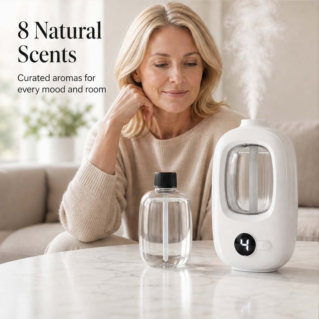 Linden Mist – Timed Aroma Diffuser with 8 Scents and Night Light + 50% OFF features