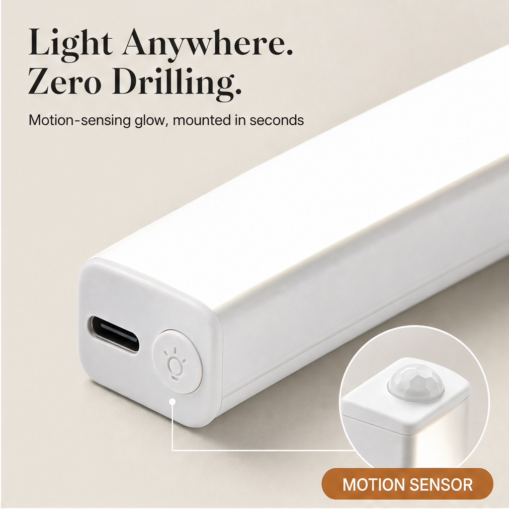 Haloglow – Motion Sensor Magnetic Rechargeable LED Light Bar features