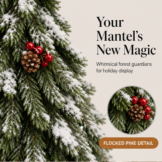 Thistlewood – Snow-Flocked Woodland Guardian Christmas Figurine + 50% OFF features