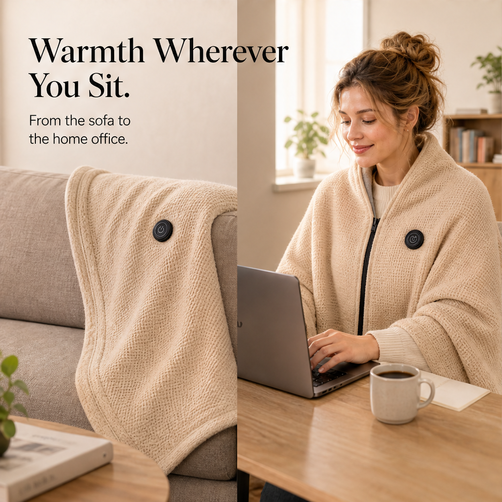Hearthwick – USB Heated Shawl with 3-Level Warmth Control + 50% OFF detail