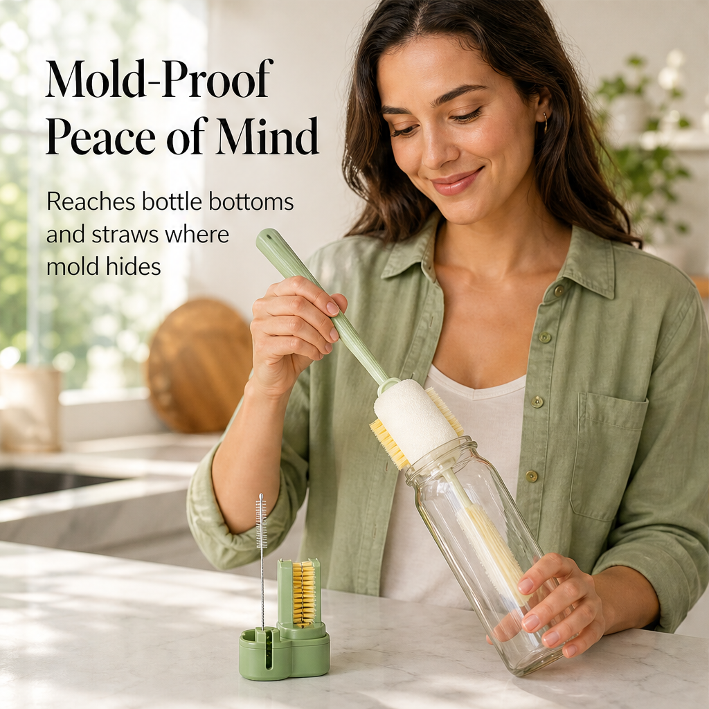 Brightwick – 5-in-1 Mold-Proof Bottle Brush Cleaning Set + 50% OFF features