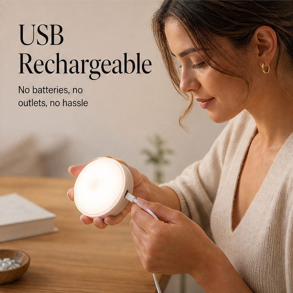 Beamora – Motion Sensor LED Night Light with 5 Modes, USB Rechargeable + 50% OFF features
