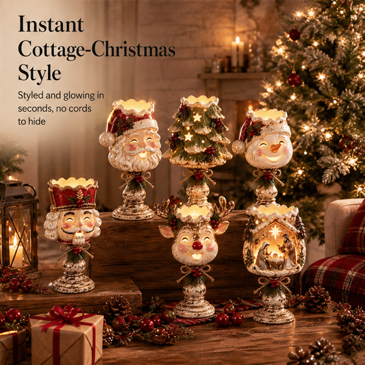 Kringlemere – Crackle-Glaze LED Glow Christmas Candle Holder + 50% OFF features