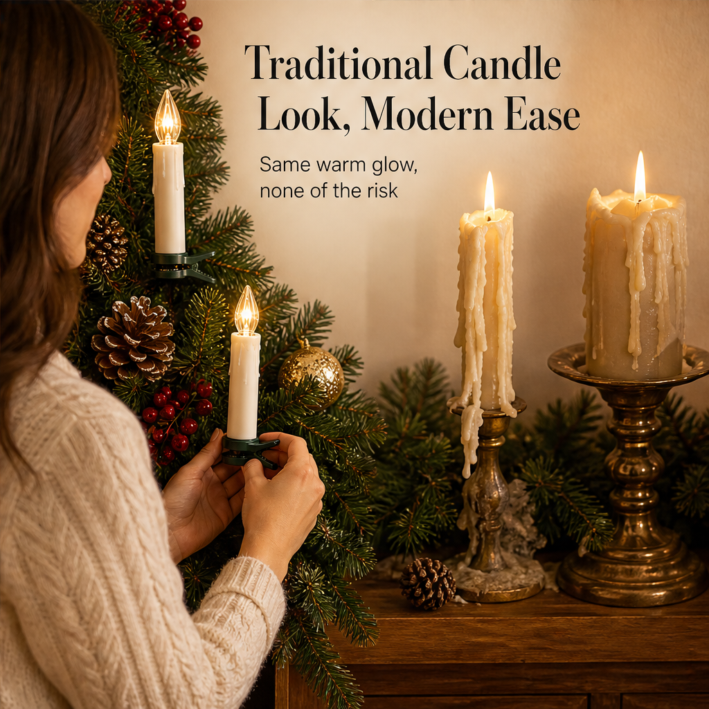 Hearthglow – Remote Control Flameless LED Christmas Candle Clip Lights + 50% OFF features