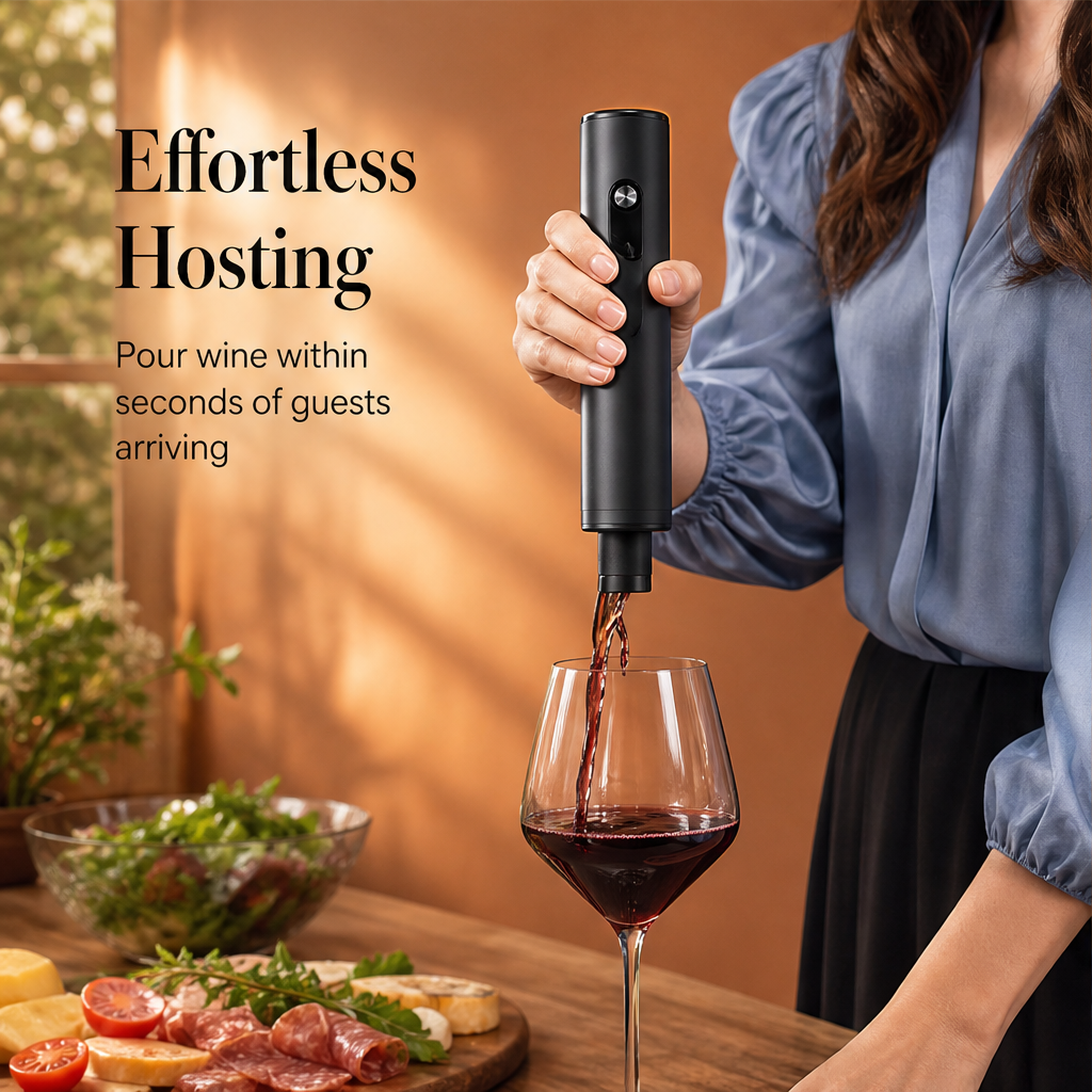 Corkade – Automatic One-Button Electric Wine Opener Gift Set + 50% OFF features