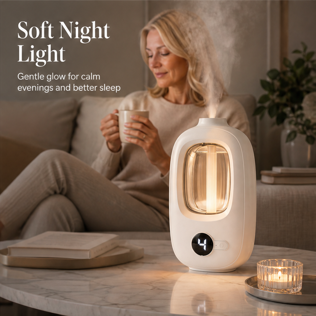 Linden Mist – Timed Aroma Diffuser with 8 Scents and Night Light + 50% OFF features
