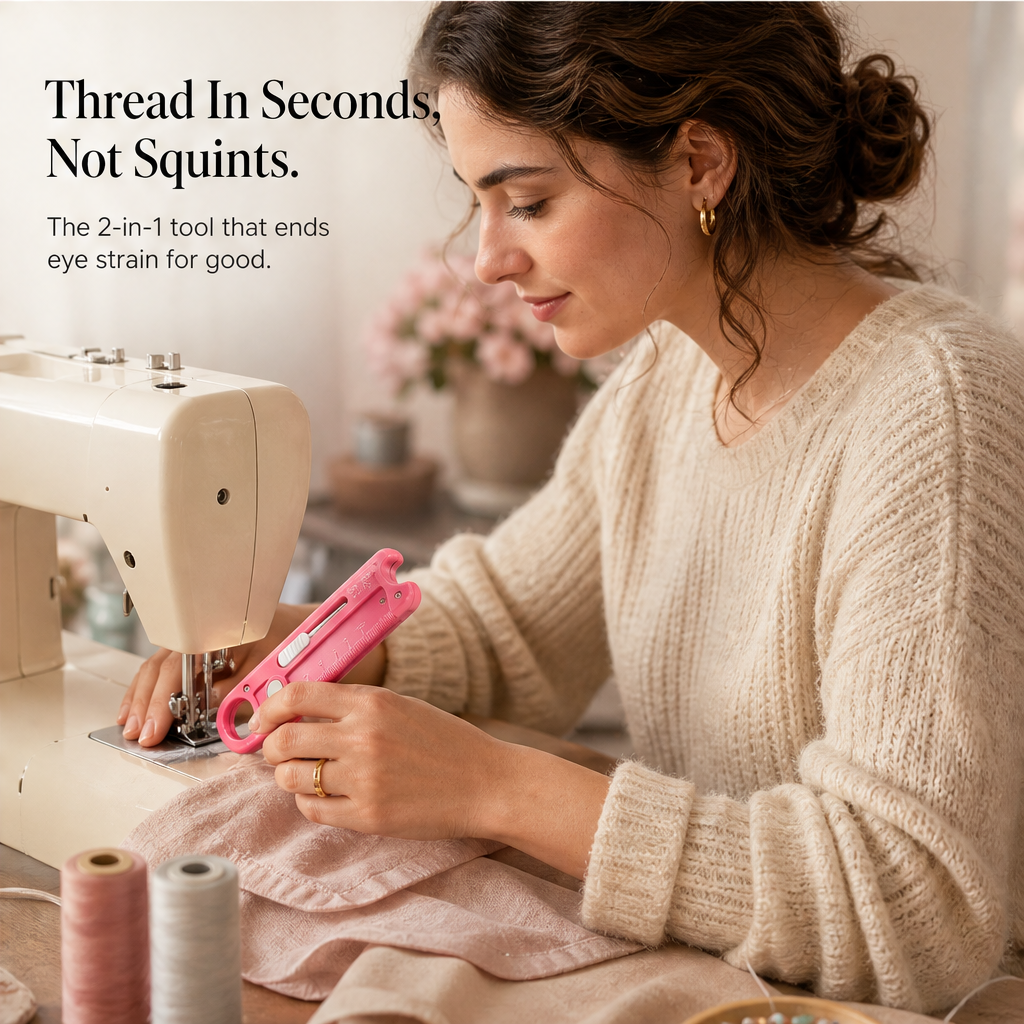 Threadcraft – Magnetic Needle Threader & Seam Ripper with Magnifier + 1+1 FREE features