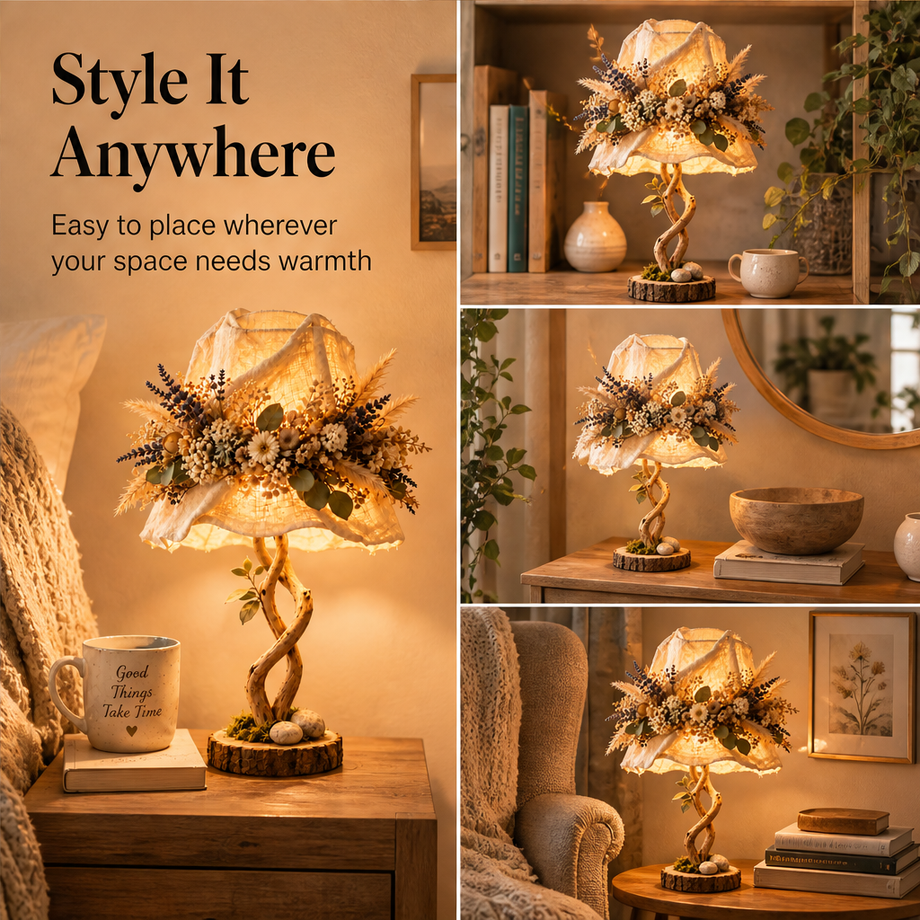 Woodlume – Cord-Free Botanical Accent Table Lamp + 50% OFF features