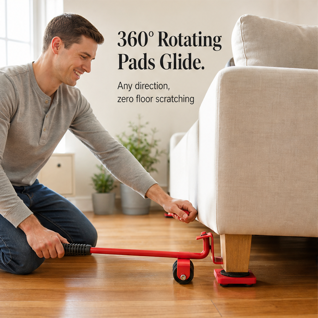 Liftcrate – Lever-Assist Furniture Lifter & Gliding Pad Set + 50% OFF features