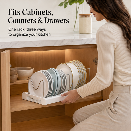 RackWell – 7-Compartment Adjustable Pot Lid & Cookware Organiser + 50% OFF features