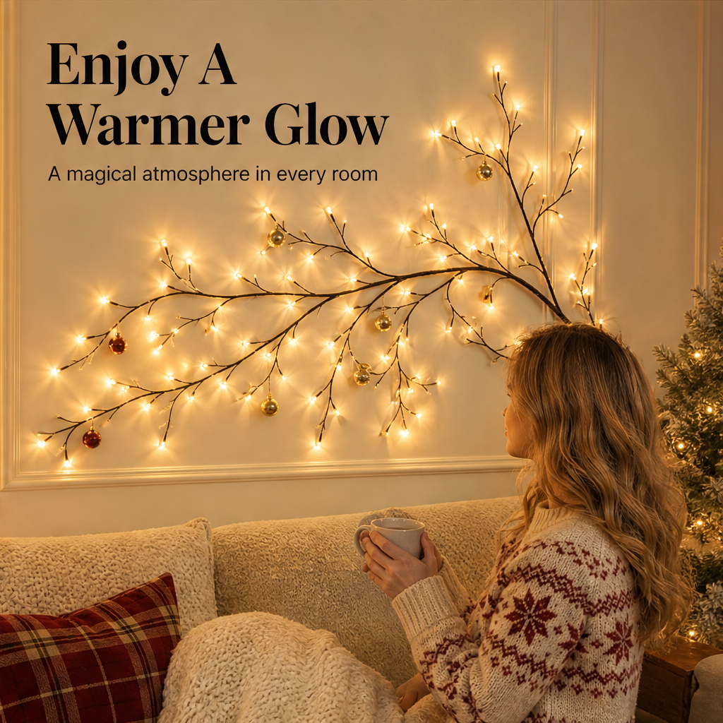 Glowvine – Flexible Branch LED Wall Light for Christmas Decor + 50% OFF features