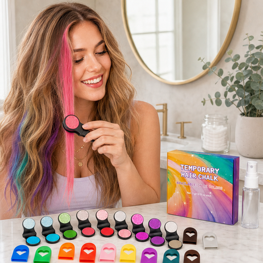 Huelock – 12-Colour Clamp-On Temporary Hair Chalk Applicator Set + 50% OFF lifestyle