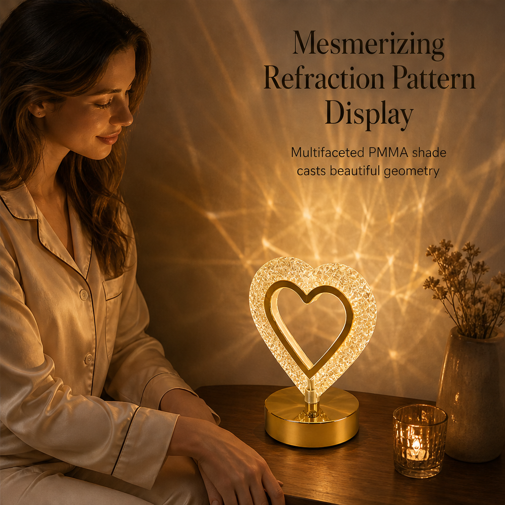 Facetta – Touch-Control Rechargeable Crystal Heart Night Light + 50% OFF features