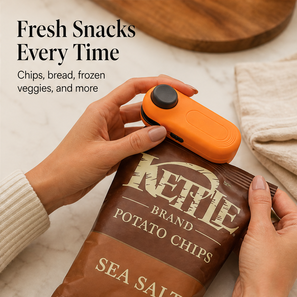 SnapSeal – Cordless Magnetic Mini Bag Sealer + 50% OFF features