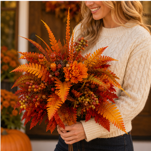 Layeum – Layered Fern & Berry Autumn Garden Stake Arrangement lifestyle